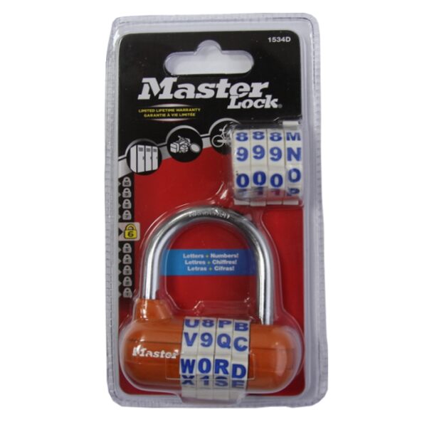 Kombinační visací zámek horizontální 1534EURD - Master Lock - oranžový - Obrázek 2