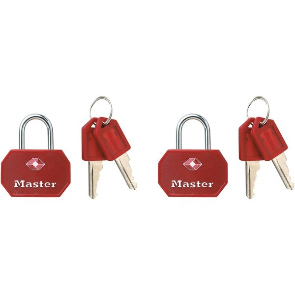 Visací zámek Master Lock TSA - červený (2 ks / blistr)