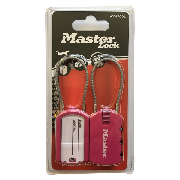 Visací zámek pro zavazadla Master Lock - růžový (2 ks / blistr)